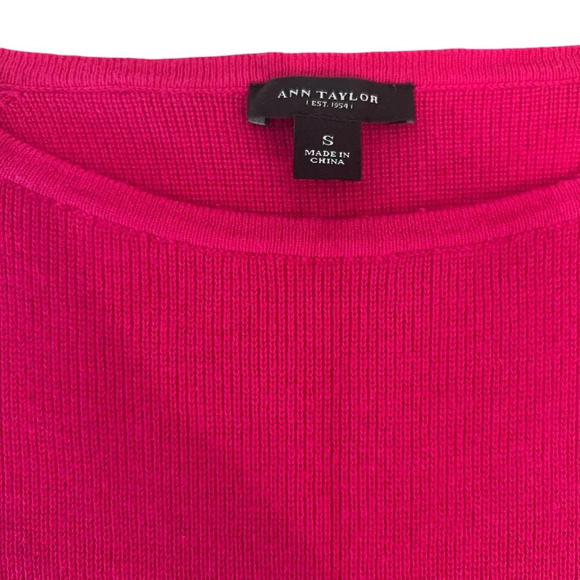 Ann‎ Taylor Pink Pullover Crewneck Knit 3/4 Sleeve Sweater w/ Pockets Size Small - Picture 3 of 9
